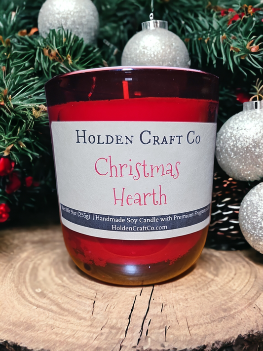 Christmas Hearth  - 9oz - Handmade soy wax candle